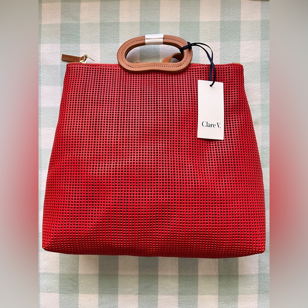 Clare V. Marcelle backpack NWT in leather perforated poppy red